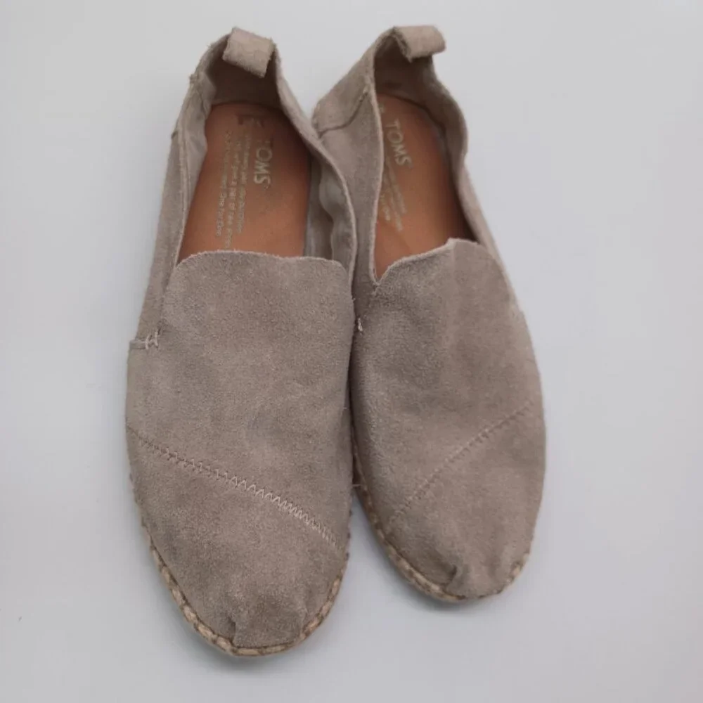Toms Suede Flats Espadrilles Slip On‎ Loafer Neutral Tan Womens 6.5